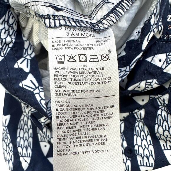 Janie & Jack Swim 3-6m Infant Fish Trunks Navy Blue White Bathing Suit - Picture 4 of 4